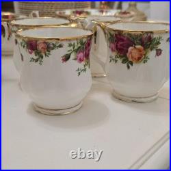 VTG Royal Albert Old Country Roses Bone China Dinner Set England 1962, 87 pieces
