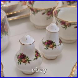 VTG Royal Albert Old Country Roses Bone China Dinner Set England 1962, 87 pieces