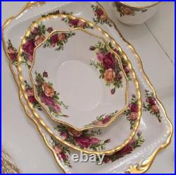 VTG Royal Albert Old Country Roses Bone China Dinner Set England 1962, 87 pieces