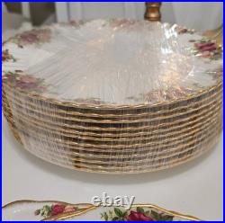 VTG Royal Albert Old Country Roses Bone China Dinner Set England 1962, 87 pieces