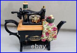 VTG Royal Albert Old Country Roses Cardew Sewing Machine Teapot Chintz Large