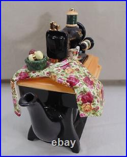 VTG Royal Albert Old Country Roses Cardew Sewing Machine Teapot Chintz Large