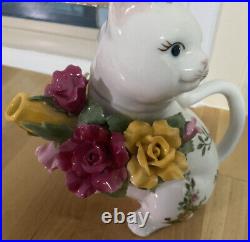 VTG Royal Albert Old Country Roses Cat Teapot/Salt & Pepper/Mini Hinged Trinket