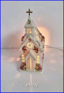Vintage 1962 RARE Royal Albert Old Country Roses Light Up Church Chapel HTF
