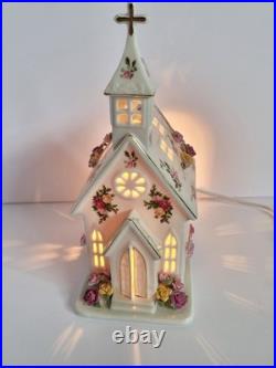 Vintage 1962 RARE Royal Albert Old Country Roses Light Up Church Chapel HTF