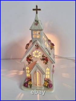 Vintage 1962 RARE Royal Albert Old Country Roses Light Up Church Chapel HTF