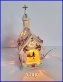 Vintage 1962 RARE Royal Albert Old Country Roses Light Up Church Chapel HTF