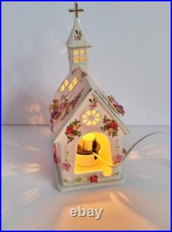 Vintage 1962 RARE Royal Albert Old Country Roses Light Up Church Chapel HTF
