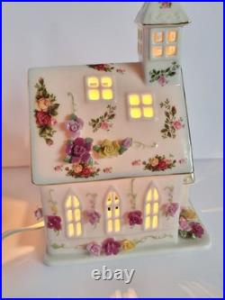Vintage 1962 RARE Royal Albert Old Country Roses Light Up Church Chapel HTF