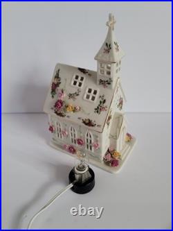 Vintage 1962 RARE Royal Albert Old Country Roses Light Up Church Chapel HTF