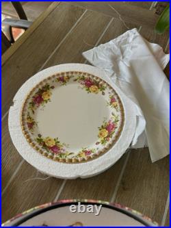 Vintage 1962 RoyalAlbert Old Country Roses Tea Set Teapot Lid 4 Cups/Saucers Box