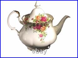 Vintage 1962 Royal Albert Bone China Old Country Roses 6 Cup Tea Pot 7 READ
