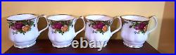 Vintage 1962 Royal Albert Old Country Rose Montrose Mugs Set of 4 NEW