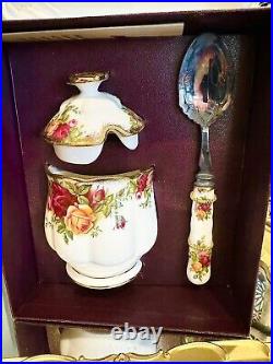 Vintage 1962 Royal Albert Old Country Roses Preserve Set. Unused In Box