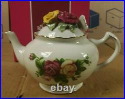 Vintage 1962 Royal Albert Old Country Roses Rose Bouquet Tea Pot In Original Box