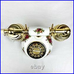 Vintage 1999 Royal Albert Old Country Roses Push Button Cradle Telephone