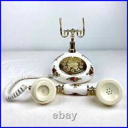 Vintage 1999 Royal Albert Old Country Roses Push Button Cradle Telephone