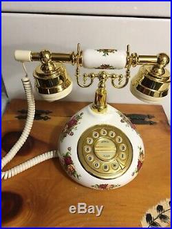 Vintage 1999 Royal Albert Old Country Roses Push Button Phone Excellent