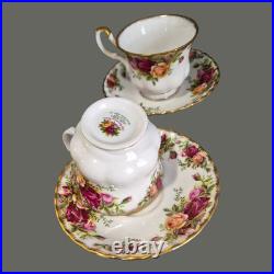 Vintage Royal Albert England Set of Four Old Country Rose Cups & Saucers