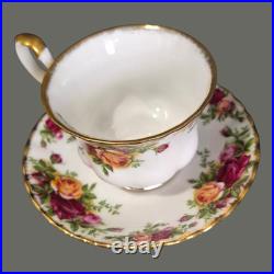 Vintage Royal Albert England Set of Four Old Country Rose Cups & Saucers