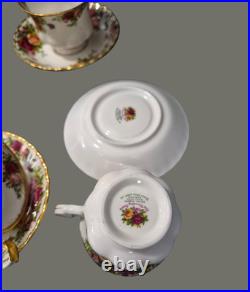 Vintage Royal Albert England Set of Four Old Country Rose Cups & Saucers