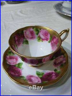 Vintage. Royal Albert Heavy Gold Edge Old English Rose Tea Cup and Saucer Set