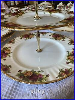 Vintage Royal Albert Old Country Roses 3 Tier Tidbit Server Cake Cookie Stand