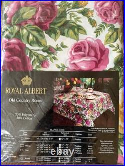 Vintage Royal Albert Old Country Roses 60x84 Oblong Tablecloth New 6 Napkins