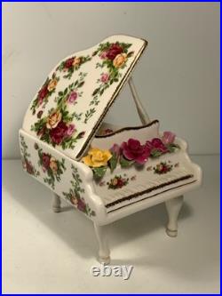 Vintage Royal Albert Old Country Roses Bone China Piano Music Box 7.5 in. (read)