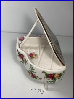 Vintage Royal Albert Old Country Roses Bone China Piano Music Box 7.5 in. (read)