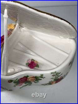 Vintage Royal Albert Old Country Roses Bone China Piano Music Box 7.5 in. (read)