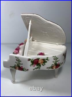 Vintage Royal Albert Old Country Roses Bone China Piano Music Box 7.5 in. (read)