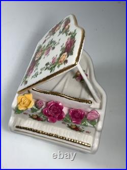 Vintage Royal Albert Old Country Roses Bone China Piano Music Box 7.5 in. (read)