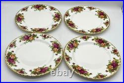 Vintage Royal Albert Old Country Roses Bone China Salad Plates Set Of 4 Gold Tri