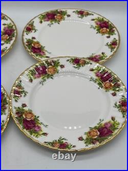 Vintage Royal Albert Old Country Roses Bone China Salad Plates Set Of 4 Gold Tri