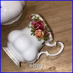 Vintage Royal Albert Old Country Roses Bone China Tea Pot 1962/ Cream & Sugar