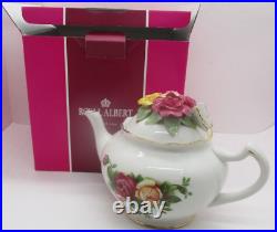 Vintage Royal Albert Old Country Roses Bouquet Teapot with Butterfly on Lid