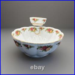 Vintage Royal Albert Old Country Roses Chip And Dip Bowl With Dip Stand Rare HTF