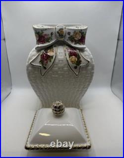 Vintage Royal Albert Old Country Roses Cookie Jar Biscuit Basketweave with lid
