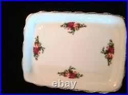 Vintage Royal Albert Old Country Roses Covered Cheese Dish With Wedge LID