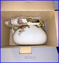 Vintage Royal Albert Old Country Roses Enameled Metal Tea Kettle Teapot NEW