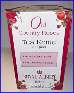Vintage Royal Albert Old Country Roses Enameled Metal Tea Kettle Teapot NEW