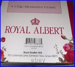 Vintage Royal Albert Old Country Roses Enameled Metal Tea Kettle Teapot NEW