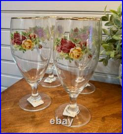 Vintage Royal Albert Old Country Roses Iced Beverage Glasses NIB