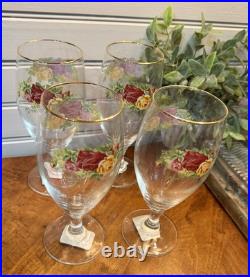 Vintage Royal Albert Old Country Roses Iced Beverage Glasses NIB