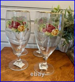 Vintage Royal Albert Old Country Roses Iced Beverage Glasses NIB