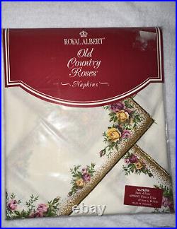 Vintage Royal Albert Old Country Roses Oval Tablecloth 68 x 88 & 8 napkins NOS