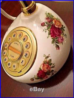Vintage Royal Albert Old Country Roses Rare US Push Button Cradle Telephone