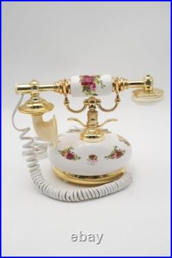 Vintage Royal Albert Old Country Roses U. S. Plug Telephone Push Button Phone