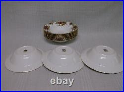Vintage Royal Albert Porcelain Old Country Roses Set of 10 Rimmed Soup Bowls 8